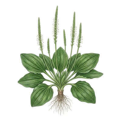 Broadleaf plantain, illustration