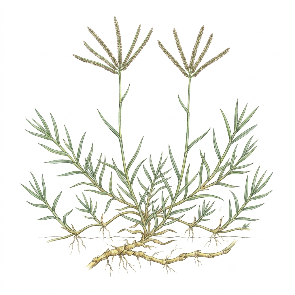 Couch grass (Cynodon dactylon), illustration
