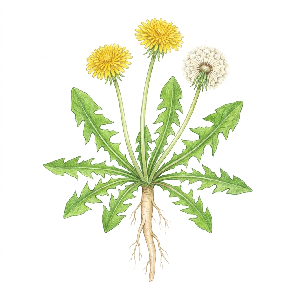 Dandelion (Taraxacum officinale agg.), illustration