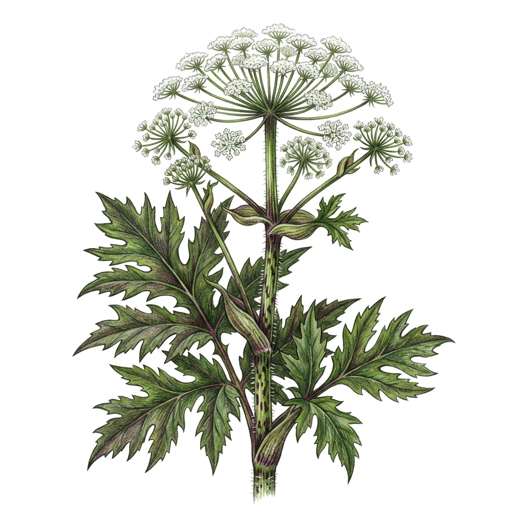 Giant hogweed (Heracleum mantegazzianum), illustration