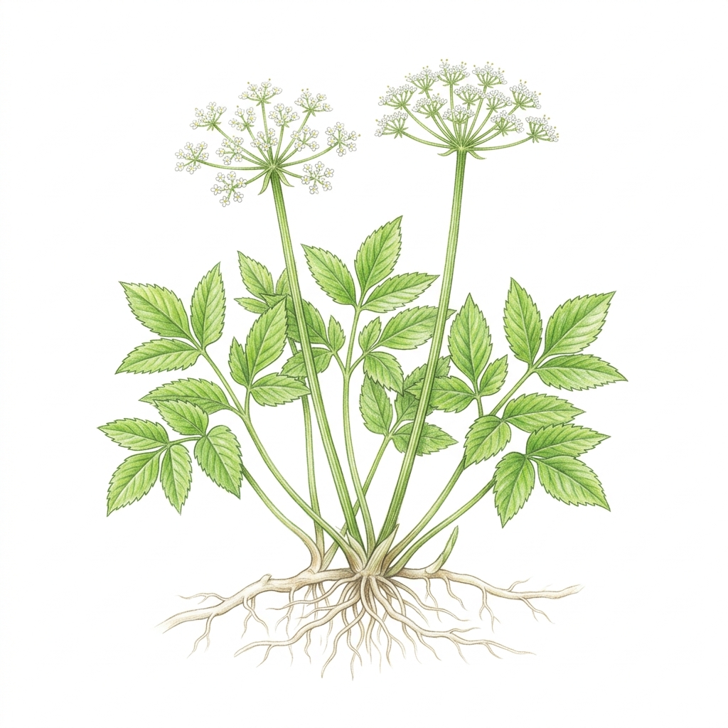 Ground elder (Aegopodium podagraria), illustration
