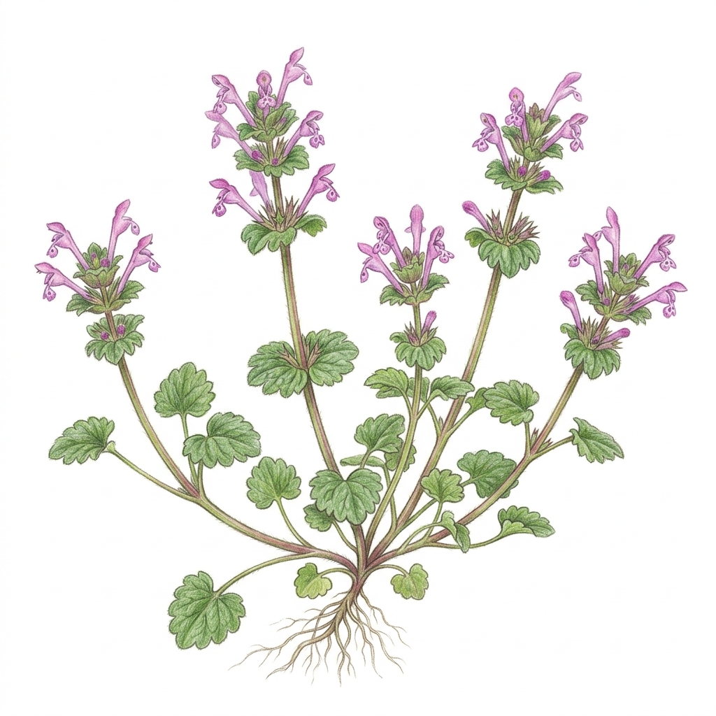 Henbit (Lamium amplexicaule), illustration