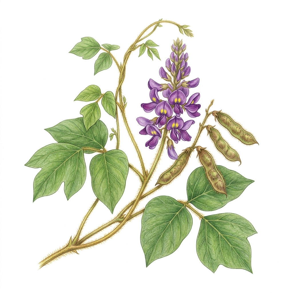 Kudzu (Pueraria montana var. lobata), illustration
