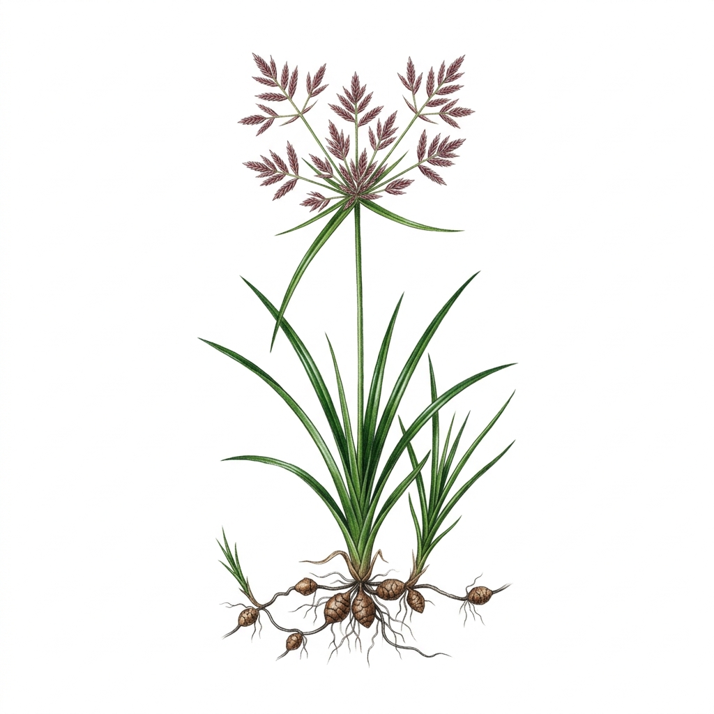Nutgrass (Cyperus rotundus), illustration