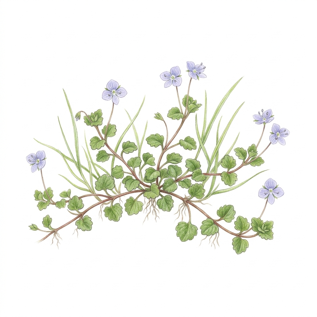 Speedwell (Veronica species), illustration