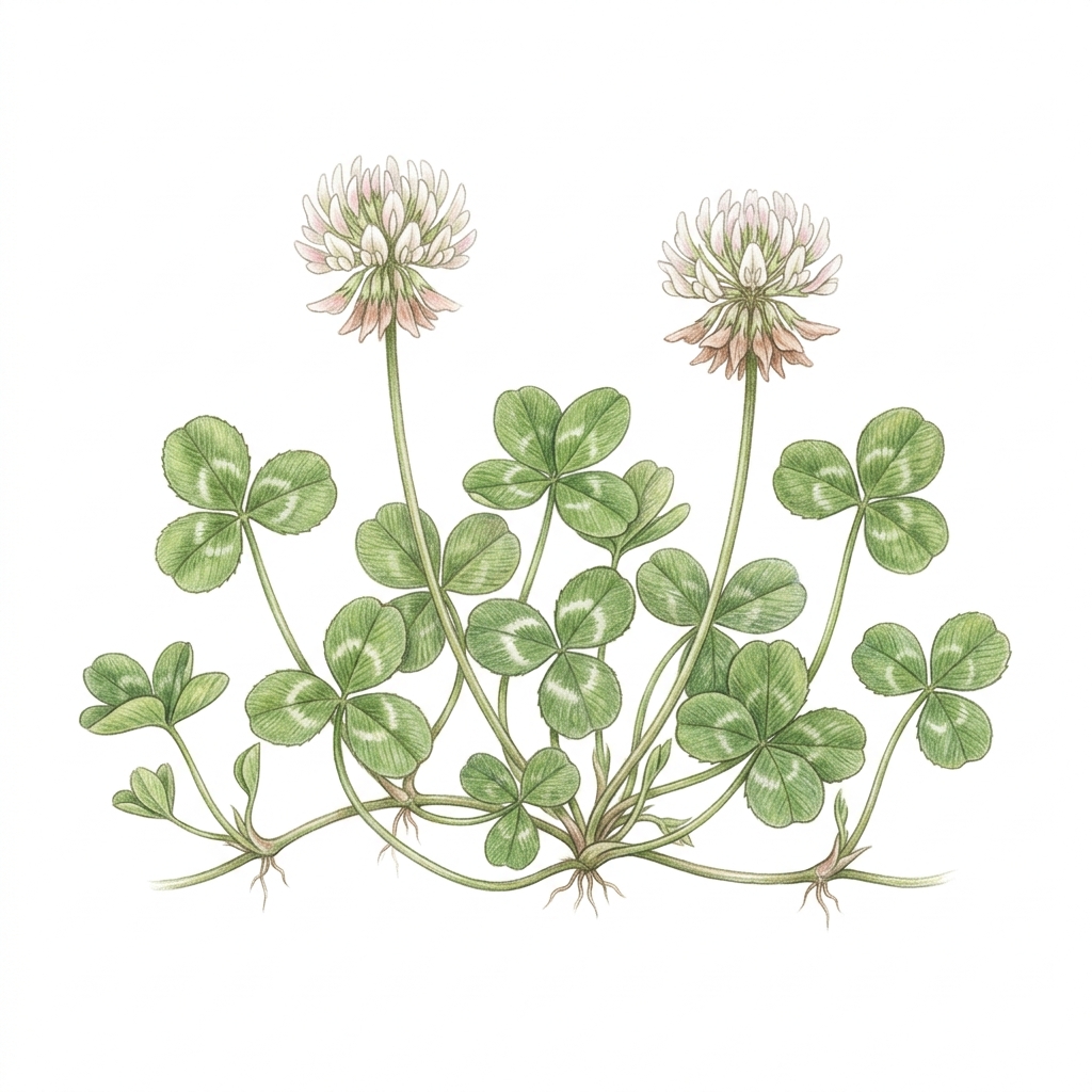 White clover (Trifolium repens), illustration