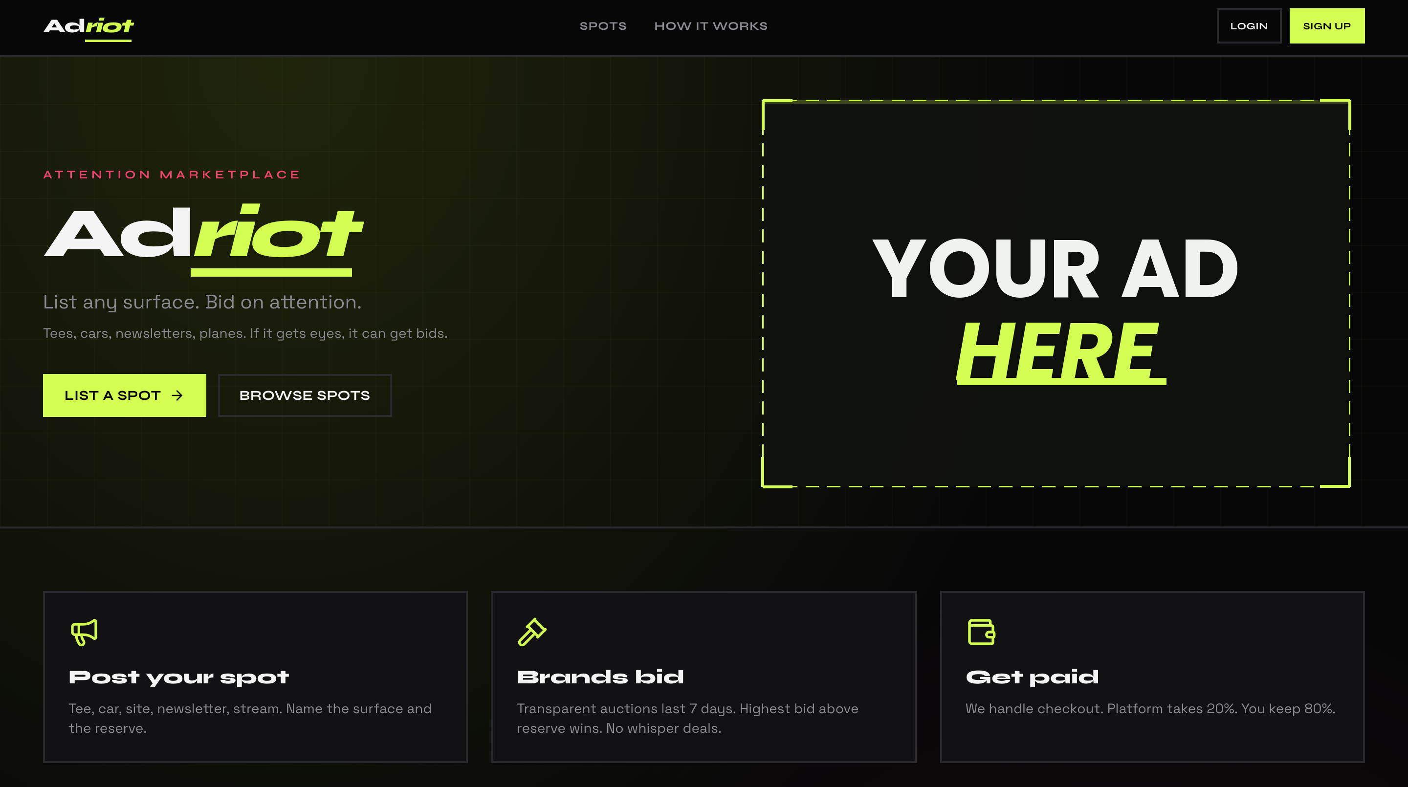 Forever homepage banner — first spot on Adriot 