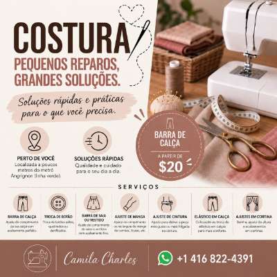 Costura de Bainha/Barra, Ajustes e Pequenos Reparos – Perto do Metrô Angrignon