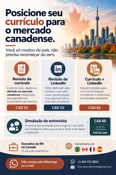 Currículo Canadense, Revisão de currículo e Revisão de LinkedIn
