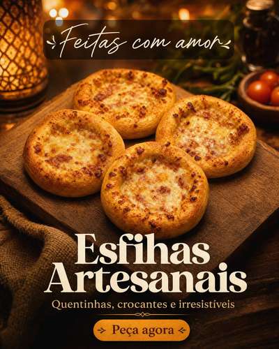 Esfihas pré-assadas e congeladas