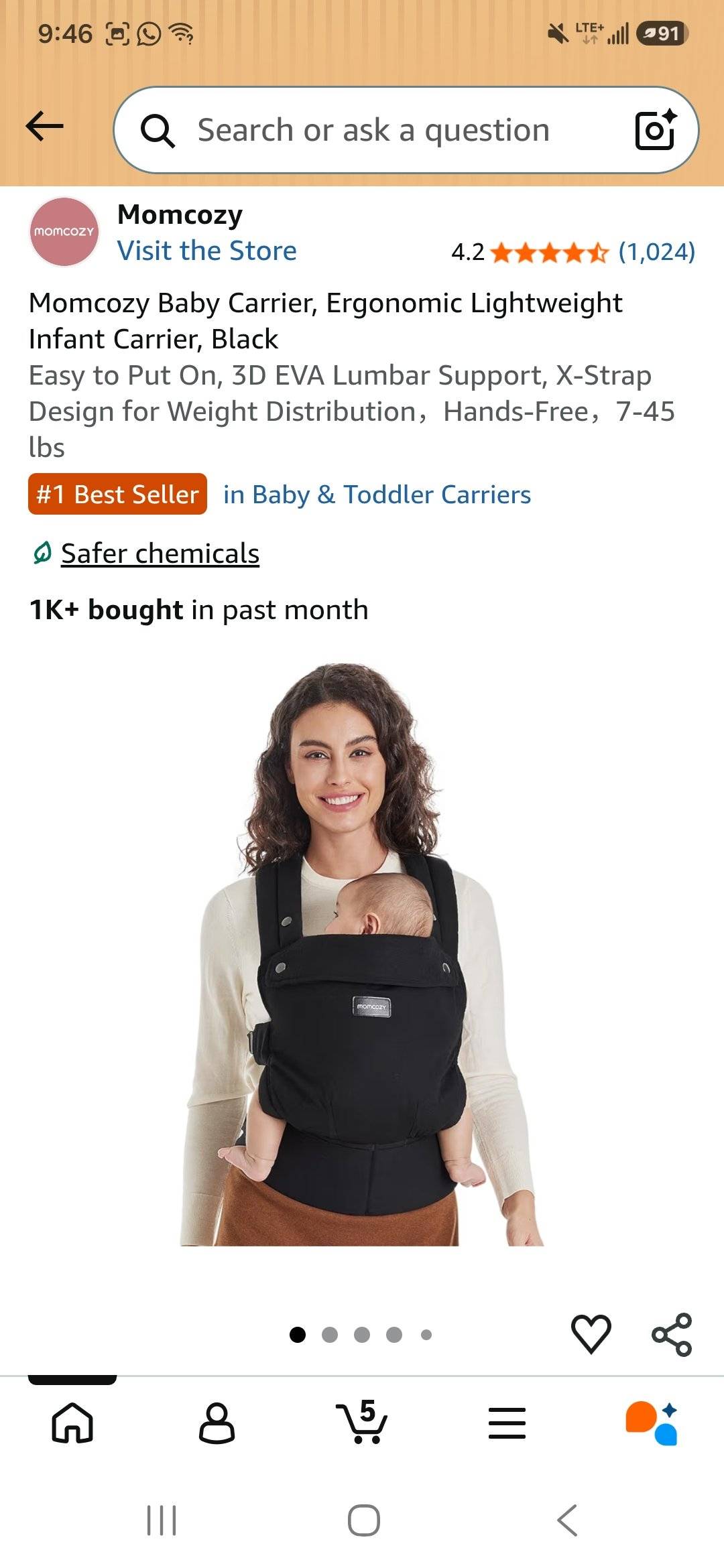 Momcozy baby carrier — foto 2 de 2