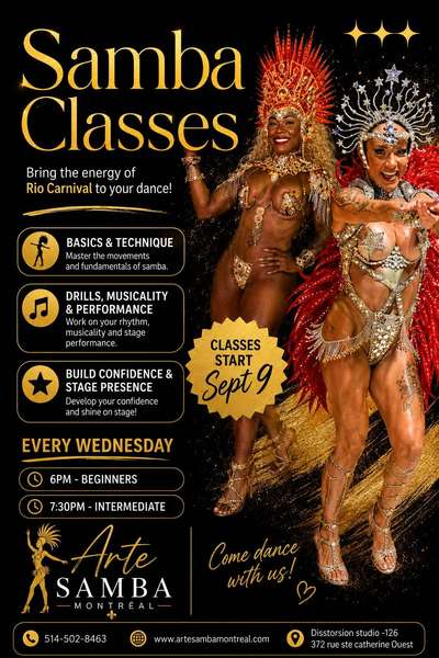 Aulas de Samba no Pé em Montreal – Aula Experimental Gratuita dia 9 de  Setembro!