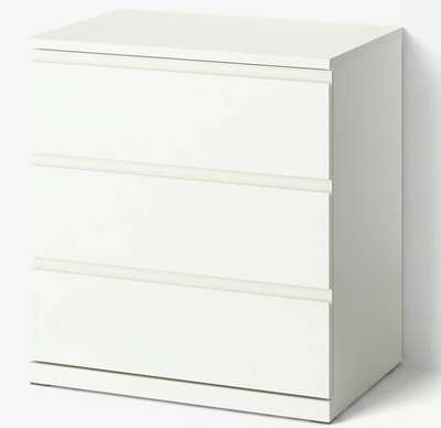 Gaveteiro Ikea Storklinta branco de 3 gavetas