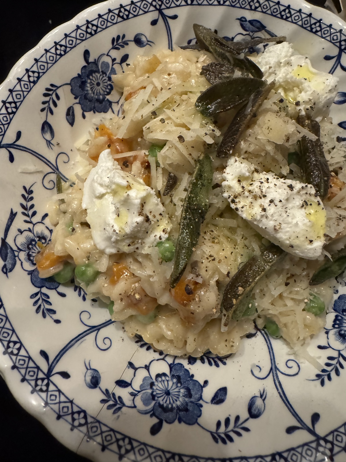 Butternut and sage risotto with goats cheese 