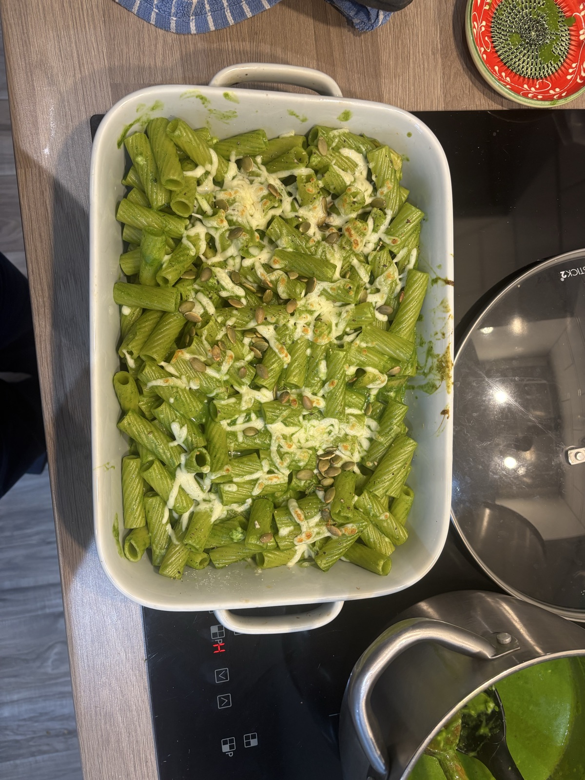 Green green pasta (spinach & artichoke)