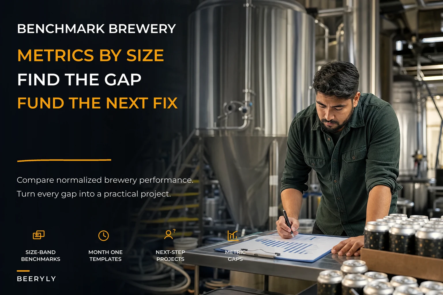 Brewery benchmarking metrics with actionable next-step projects by size