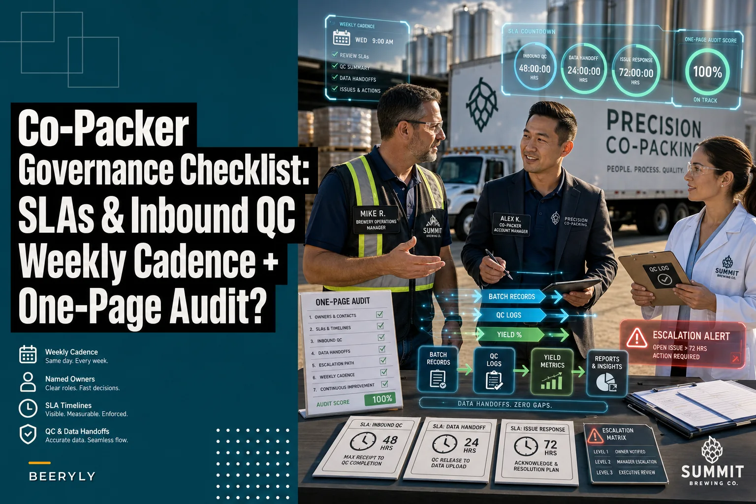 Co-packer governance checklist: SLAs, inbound QC and a one-page audit for beverage co-packing