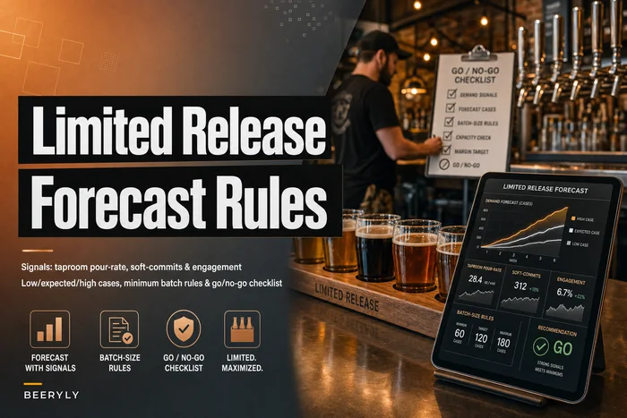 Forecast-to-production template for limited releases: a go/no‑go checklist and batch-size rules