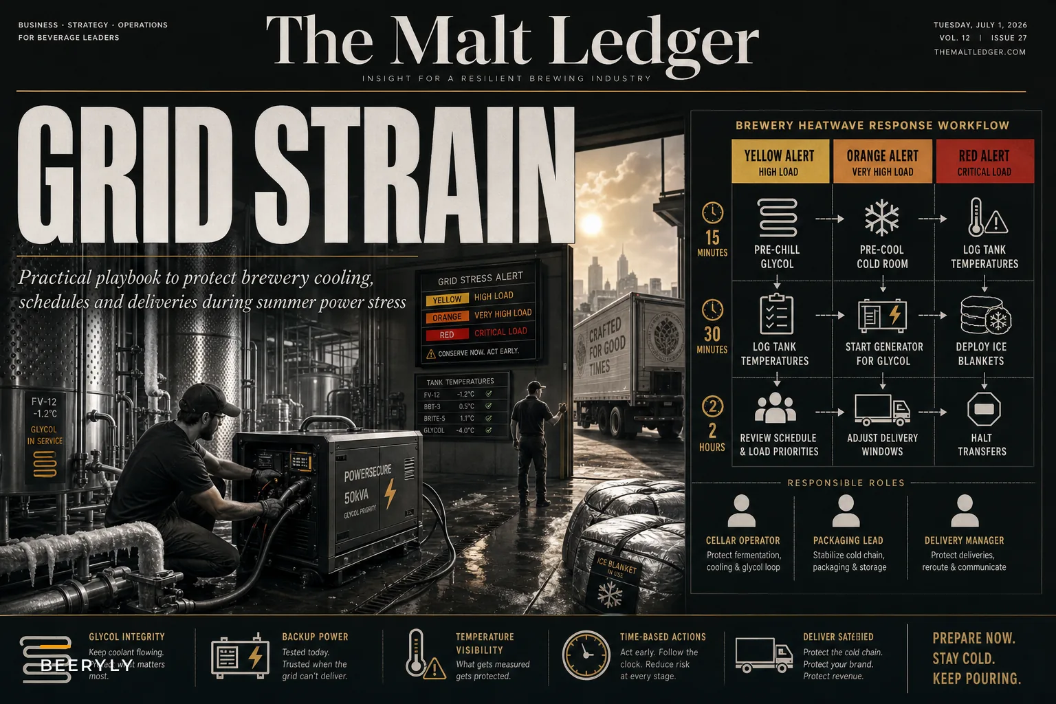 Heatwave & Grid-Strain Playbook: Practical steps breweries can take to protect cooling, scheduling and deliveries during summer power stress