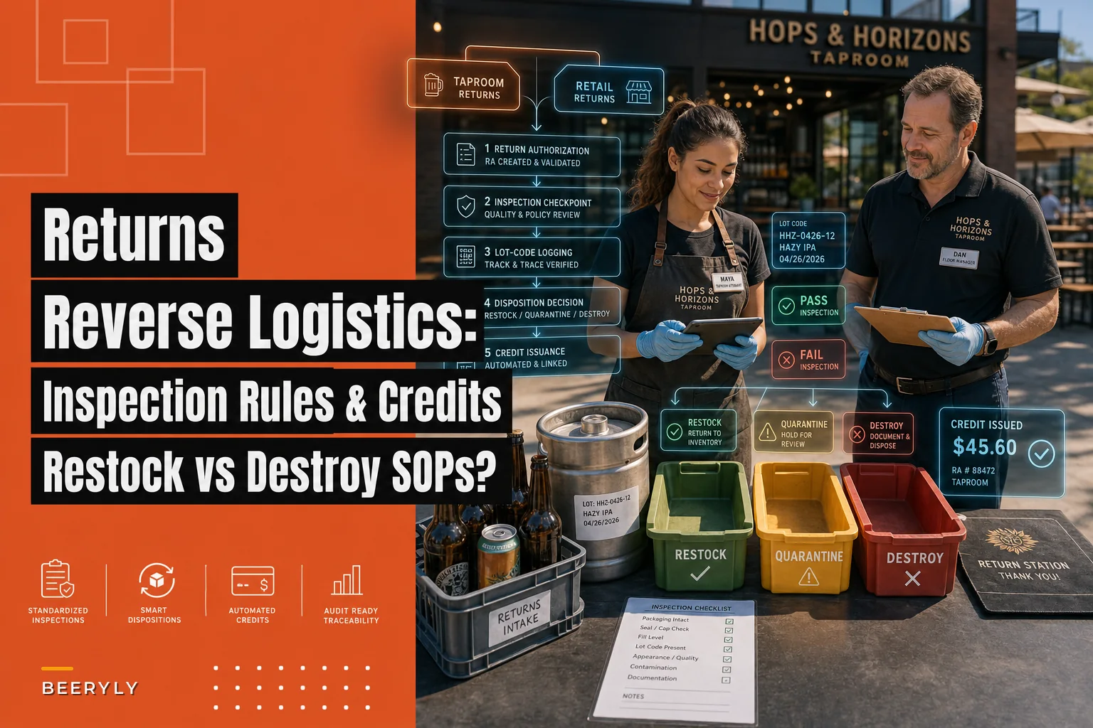 Returns and reverse logistics for taproom and retail: inspection rules, credits and restock vs destroy SOPs