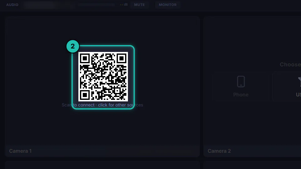 Camera 1 showing the code the volunteer scans, ringed