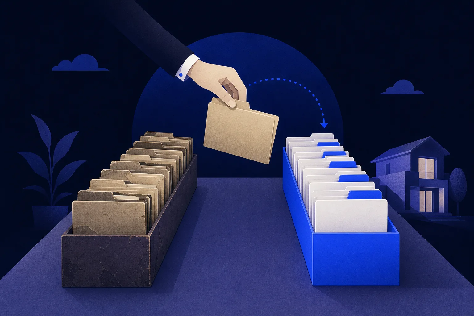 Running the old and new systems in parallel for 30 days means no in-flight transaction has to migrate mid-deal.