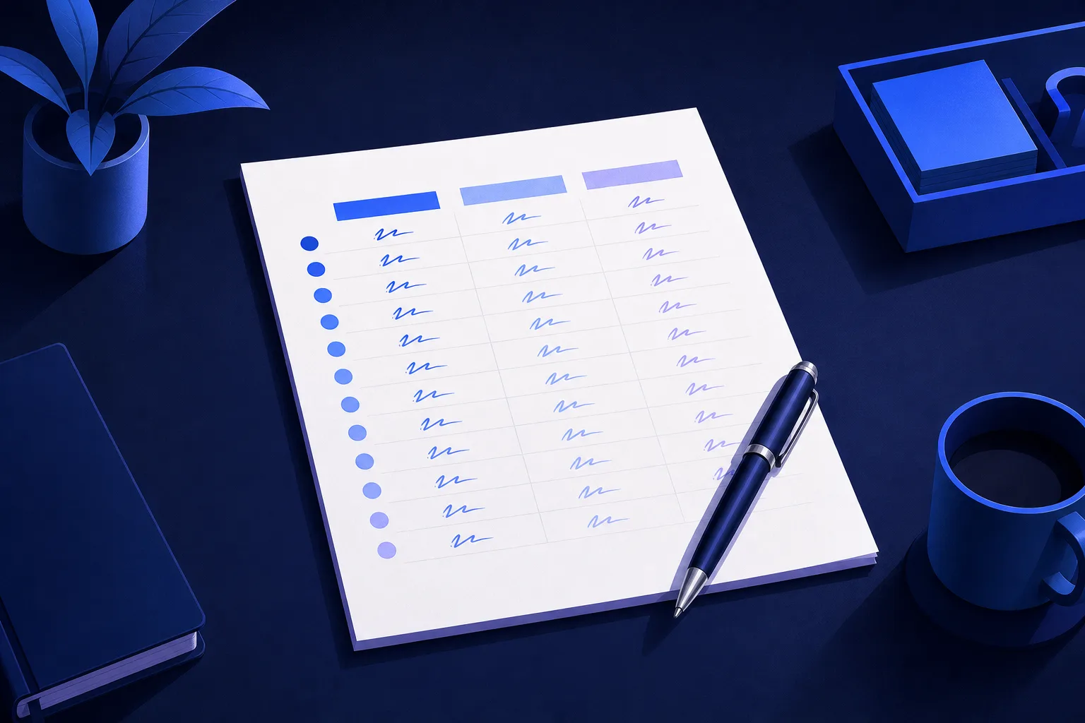 A one-page scorecard with twelve rows and three comparison columns is enough for a monthly brokerage KPI review.