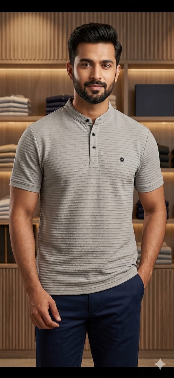 Henley Neck T-Shirt – Smart Casual Wear