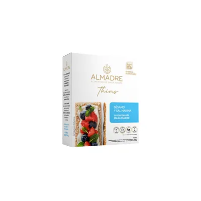 THINS DE MASA MADRE SÉSAMO Y SAL MARINA · ALMADRE — Brota Almacén Natural Pergamino