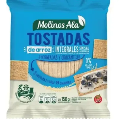 TOSTADAS DE ARROZ INTEGRAL SIN SAL X 150G · MOLINOS ALA — Brota Almacén Natural Pergamino