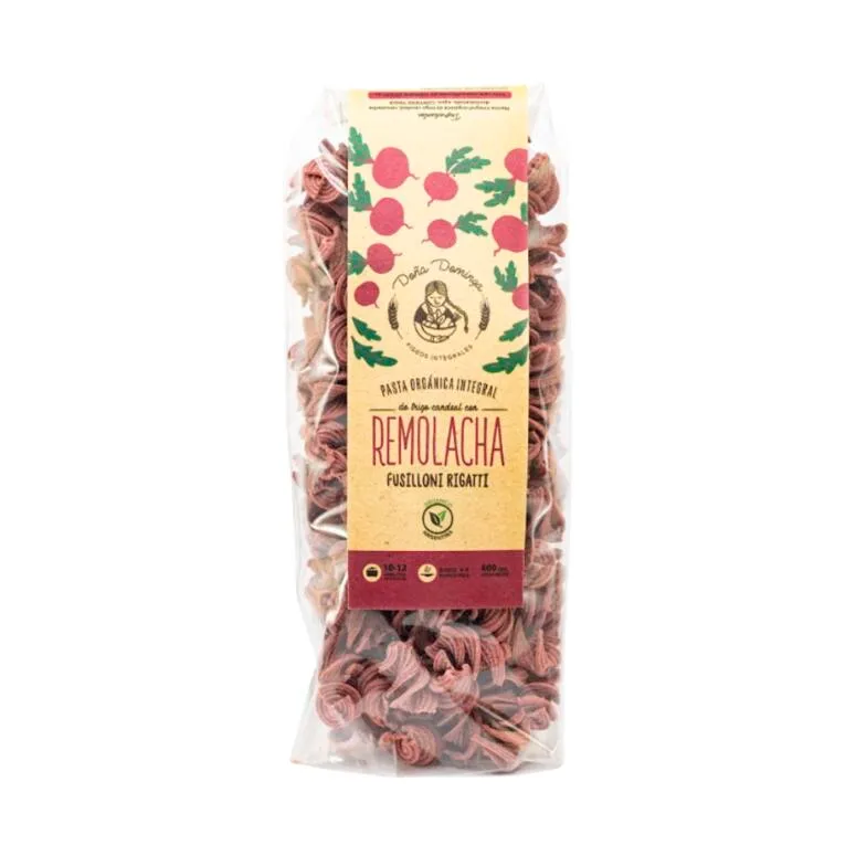 REMOLACHA FUSILLONI RIGATTI PASTA ORGÁNICA  · DOÑA DOMINGA — Brota Almacén Natural Pergamino