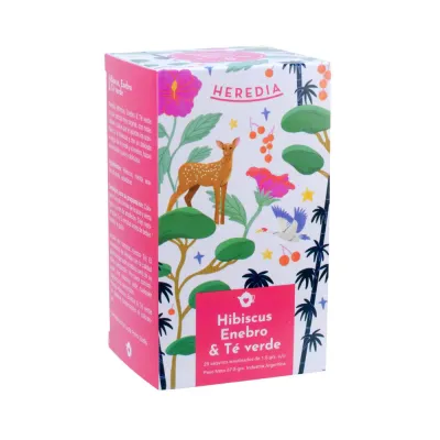 TE HIBISCUS ENEBRO Y TE VERDE X 25 SAQUITOS)  · HEREDIA — Brota Almacén Natural Pergamino