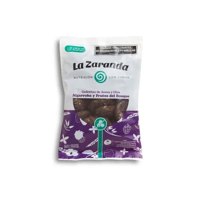 GALLETITAS DE AVENA Y CHIA ALGARROBA Y FRUTOS DEL BOSQUE X200G · LA ZARANDA — Brota Almacén Natural Pergamino