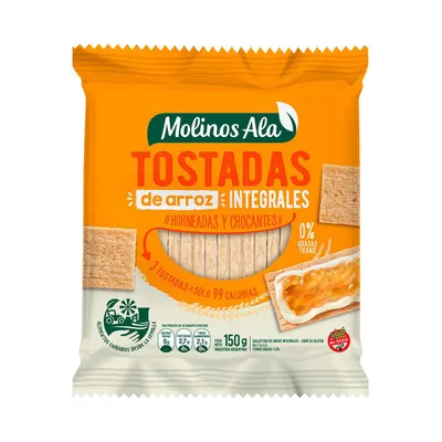 TOSTADAS DE ARROZ INTEGRAL X 150G · MOLINOS ALA — Brota Almacén Natural Pergamino