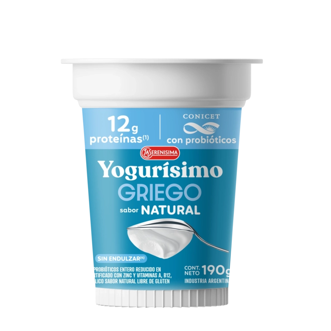 YOGUR YOGURÍSIMO GRIEGO NATURAL SIN AZÚCAR 190 G · LA SERENÍSIMA — Brota Almacén Natural Pergamino