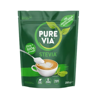 STEVIA AZUCAR ALTERNATIVA X 250G · PURE VIA — Brota Almacén Natural Pergamino