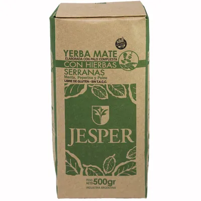 YERBA MATE COMPUESTA - HIERBAS SERRANAS SIN TACC X500G · JESPER — Brota Almacén Natural Pergamino