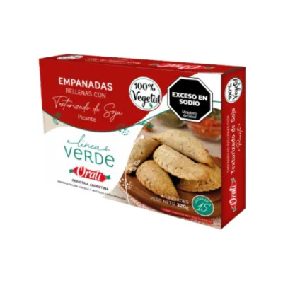 EMPANADAS INTEGRALES DE SOJA TEXTURIZADA PICANTE · ORALI — Brota Almacén Natural Pergamino