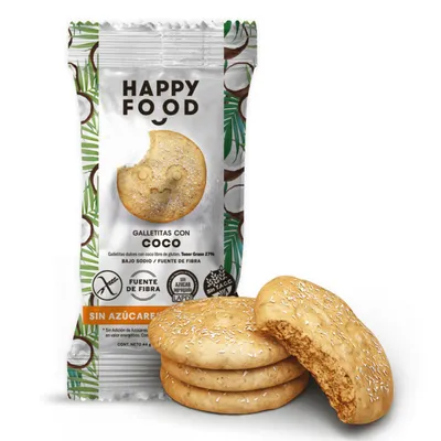 GALLETITAS COCO HAPPY FOOD X44G · HAPPY FOOD — Brota Almacén Natural Pergamino