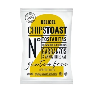CHIP TOAST GARBANZO Y ARROZ INTEGRAL 100G · DELICEL — Brota Almacén Natural Pergamino