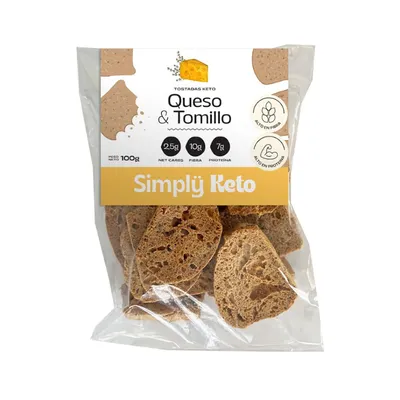 TOSTADAS KETO QUESO Y TOMILLO · SIMPLY KETO — Brota Almacén Natural Pergamino