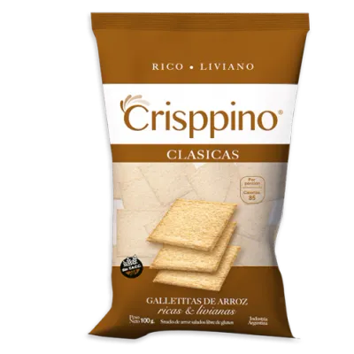 GALLETITAS DE ARROZ CLÁSICAS CRISPPINO X100G · CRISPPINO — Brota Almacén Natural Pergamino