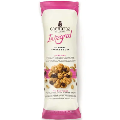 GALLETITAS INTEGRALES AVENA Y PASAS X225G · CACHAFAZ — Brota Almacén Natural Pergamino