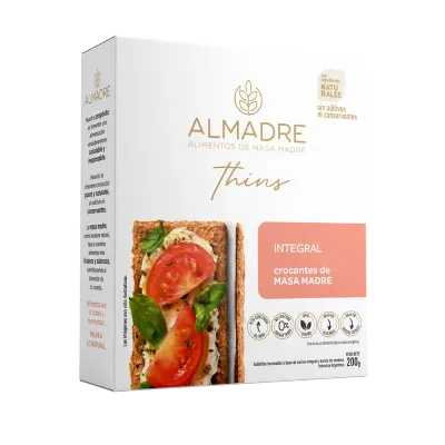 THINS CROCANTES DE MASA MADRE INTEGRAL X160G · ALMADRE — Brota Almacén Natural Pergamino