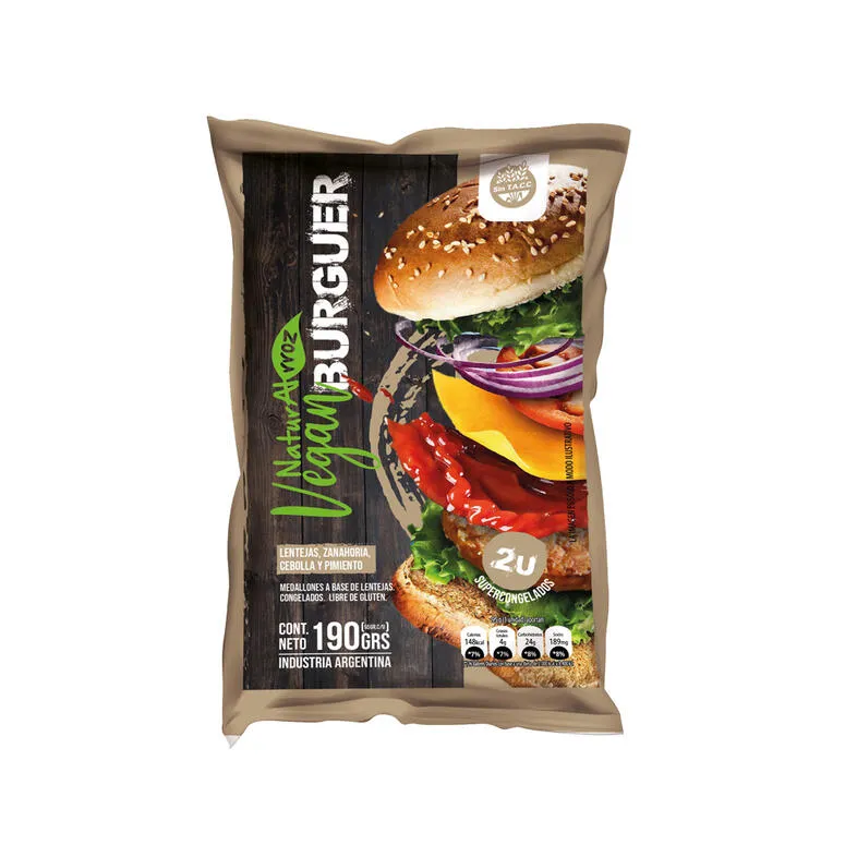 VEGAN BURGUER DE LENTEJAS Y PIMIENTOS · NATURALRROZ — Brota Almacén Natural Pergamino