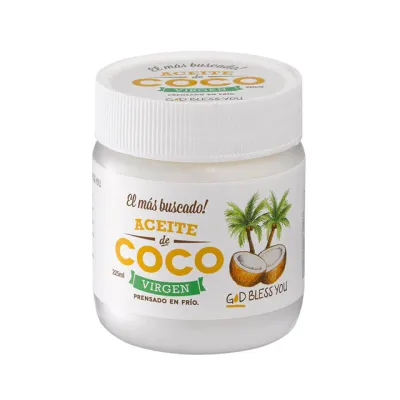 ACEITE DE COCO VIRGEN X225ML  · GOD BLESS YOU — Brota Almacén Natural Pergamino