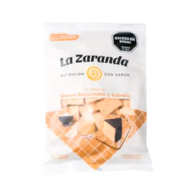 CRACKERS DE QUESO REGGIANITO Y CEBOLLA · LA ZARANDA — Brota Almacén Natural Pergamino