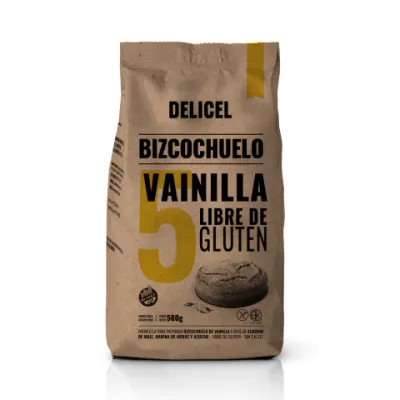 PREMEZCLA BIZCOCHUELO VAINILLA 500G · DELICEL — Brota Almacén Natural Pergamino