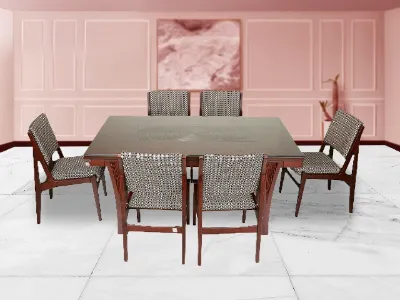 Alpha Dining Table-6 Seater(With Chair)