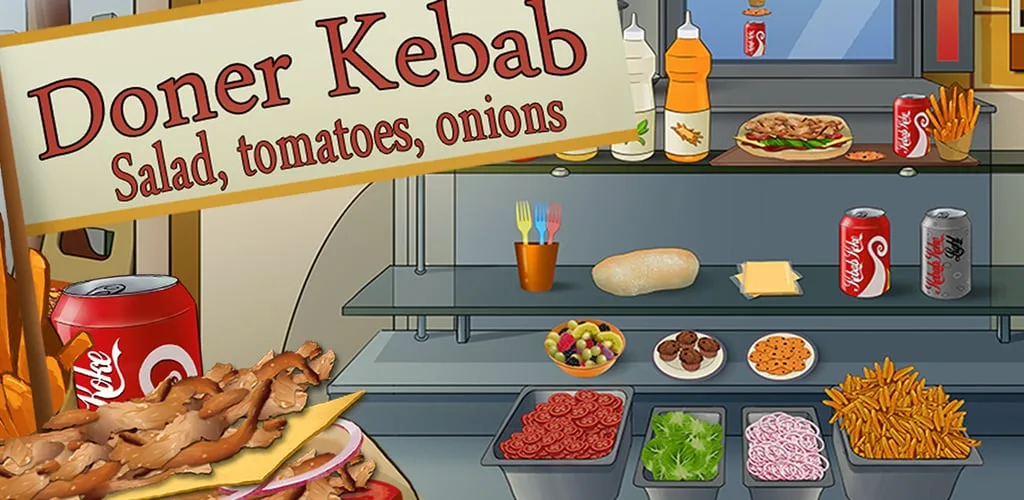 Doner Kebab :  salad, tomato